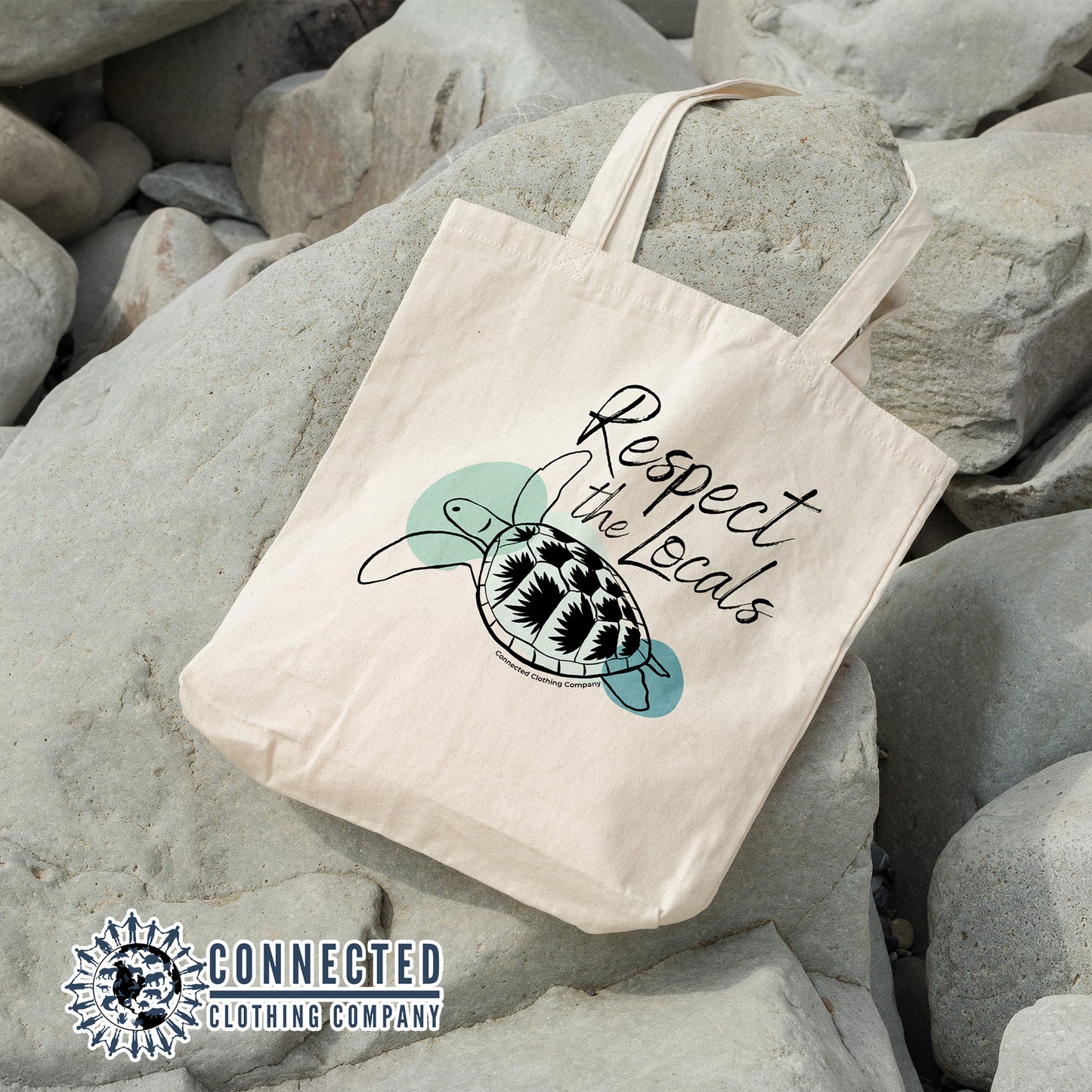Respect The Locals Sea Turtle Tote Bag - Connected Clothing Company - 10% of proceeds donated to sea turtle conservation