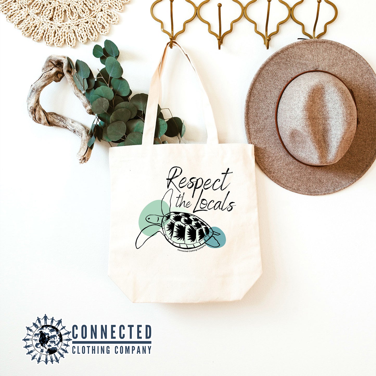 Respect The Locals Sea Turtle Tote Bag - Connected Clothing Company - 10% of proceeds donated to sea turtle conservation