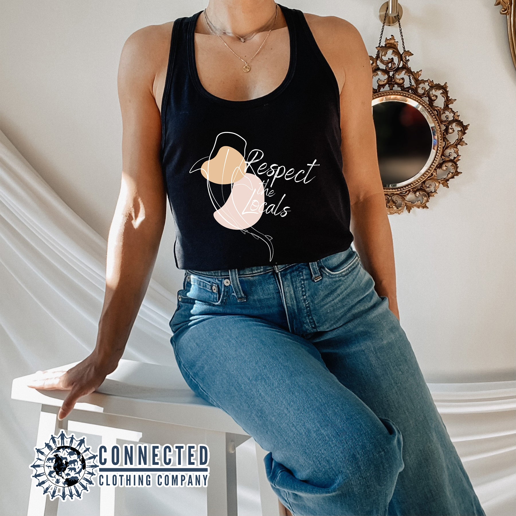 Black Respect The Locals Whale Shark Tank Top - Connected Clothing Company - 10% of proceeds are donated to ocean conservation