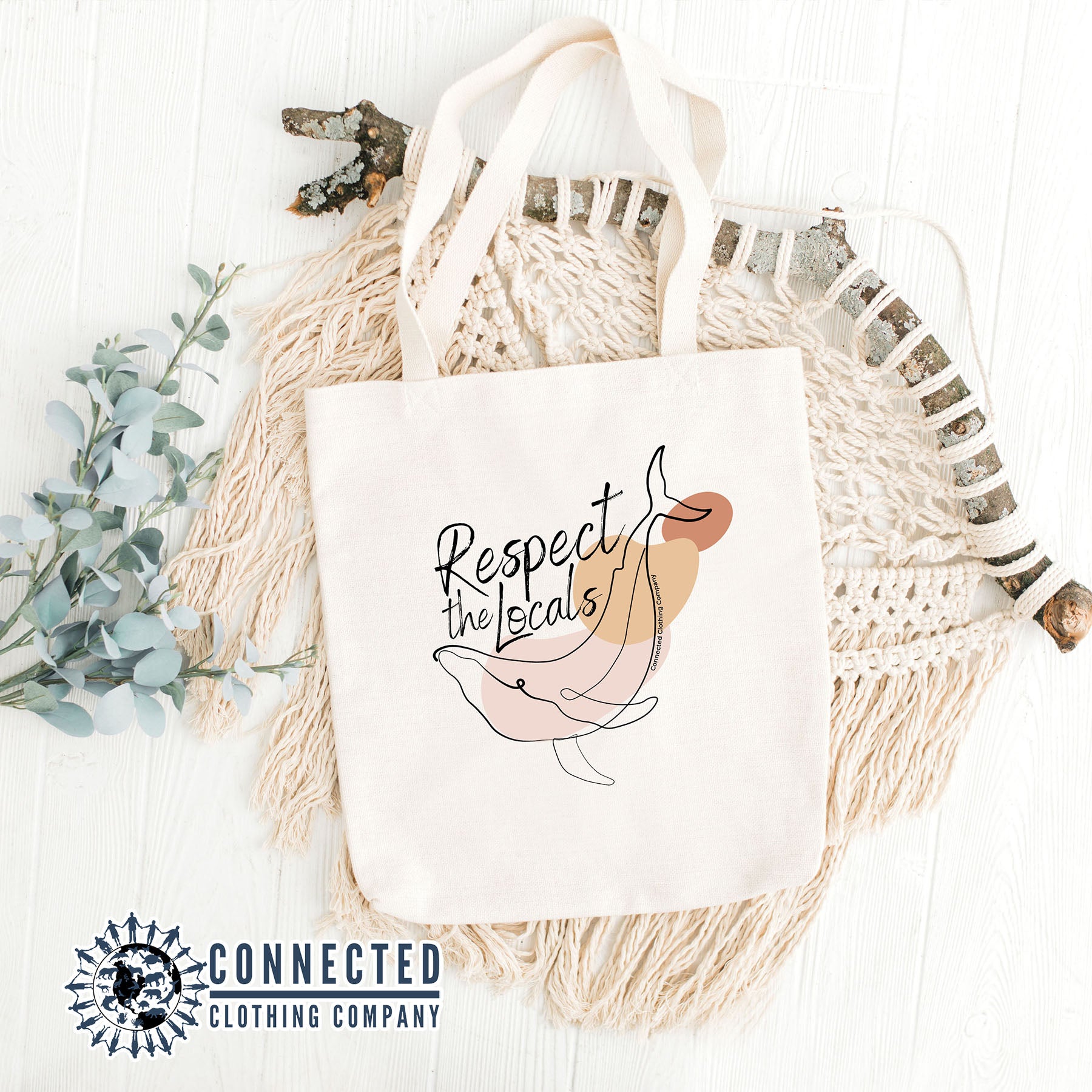 Respect The Locals Whale Tote Bag - Connected Clothing Company - 10% of proceeds are donated to ocean conservation