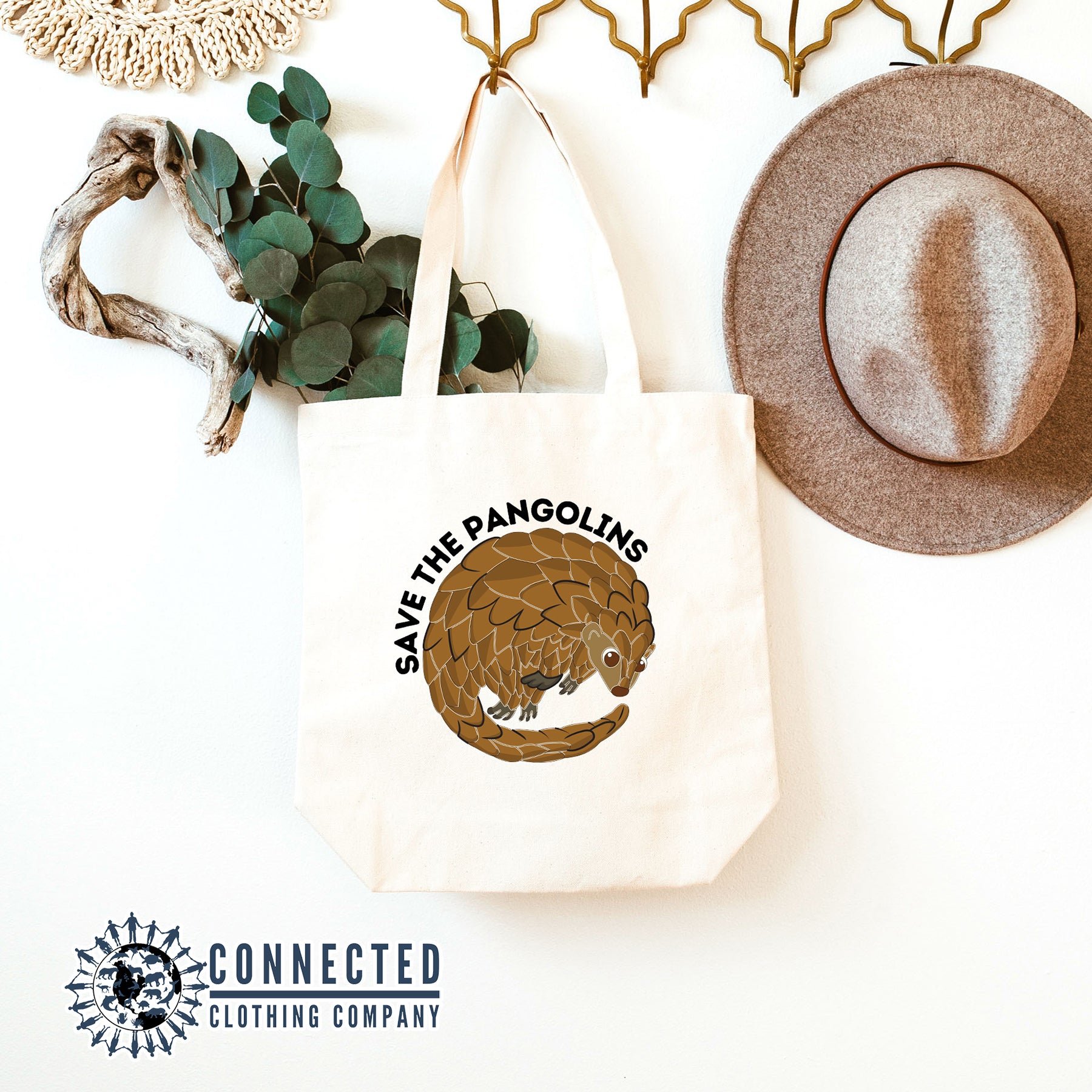 Save The Pangolins Tote Bag - Connected Clothing Company- 10% of proceeds donated to wildlife conservation