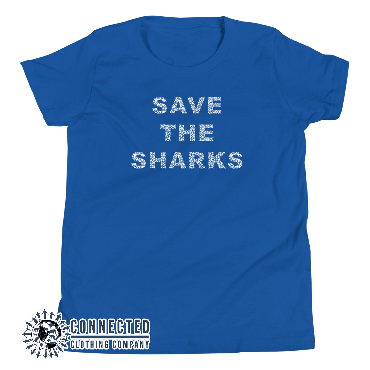 True Royal Blue Save The Sharks Youth Short-Sleeve Tee - Connected Clothing Company - 10% of profits donated to Oceana shark conservation