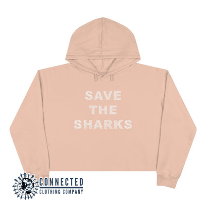 Pale Pink Save The Sharks Crop Hoodie - Connected Clothing Company - Ethically and Sustainably Made - 10% donated to Oceana shark conservation