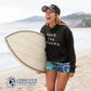 Model Wearing Black Save The Sharks Unisex Hoodie - Connected Clothing Company - Ethically and Sustainably Made - 10% donated to Oceana shark conservation