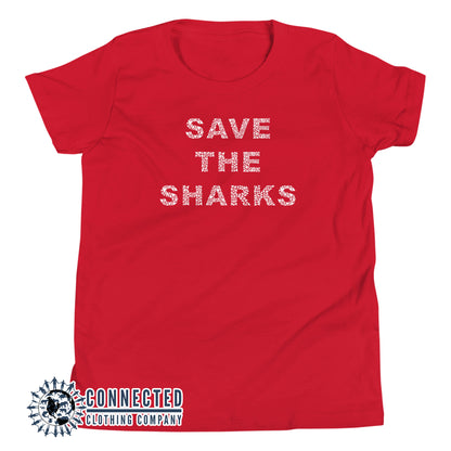 Red Save The Sharks Youth Short-Sleeve Tee - Connected Clothing Company - 10% of profits donated to Oceana shark conservation