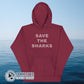 Maroon Save The Sharks Unisex Hoodie - Connected Clothing Company - Ethically and Sustainably Made - 10% donated to Oceana shark conservation