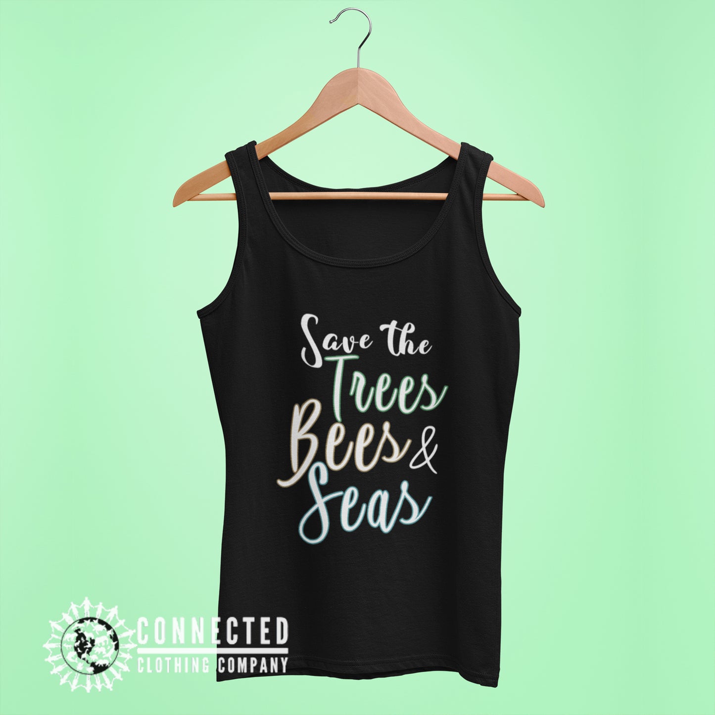 Black Save The Trees Bees And Seas Women's Relaxed Tank Top - Connected Clothing Company - Ethically and Sustainably Made - 10% donated to Mission Blue ocean conservation