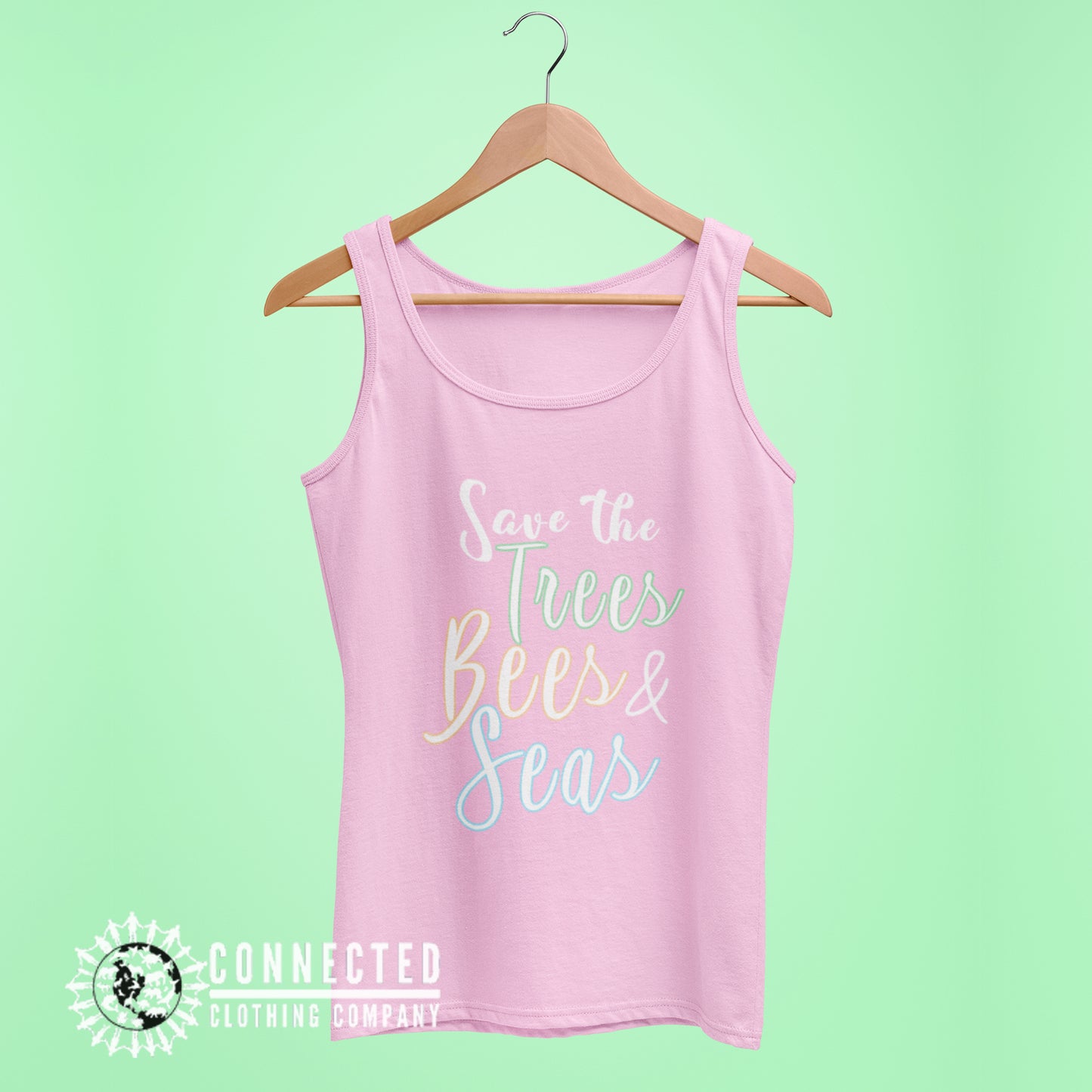 Pink Save The Trees Bees And Seas Women's Relaxed Tank Top - Connected Clothing Company - Ethically and Sustainably Made - 10% donated to Mission Blue ocean conservation