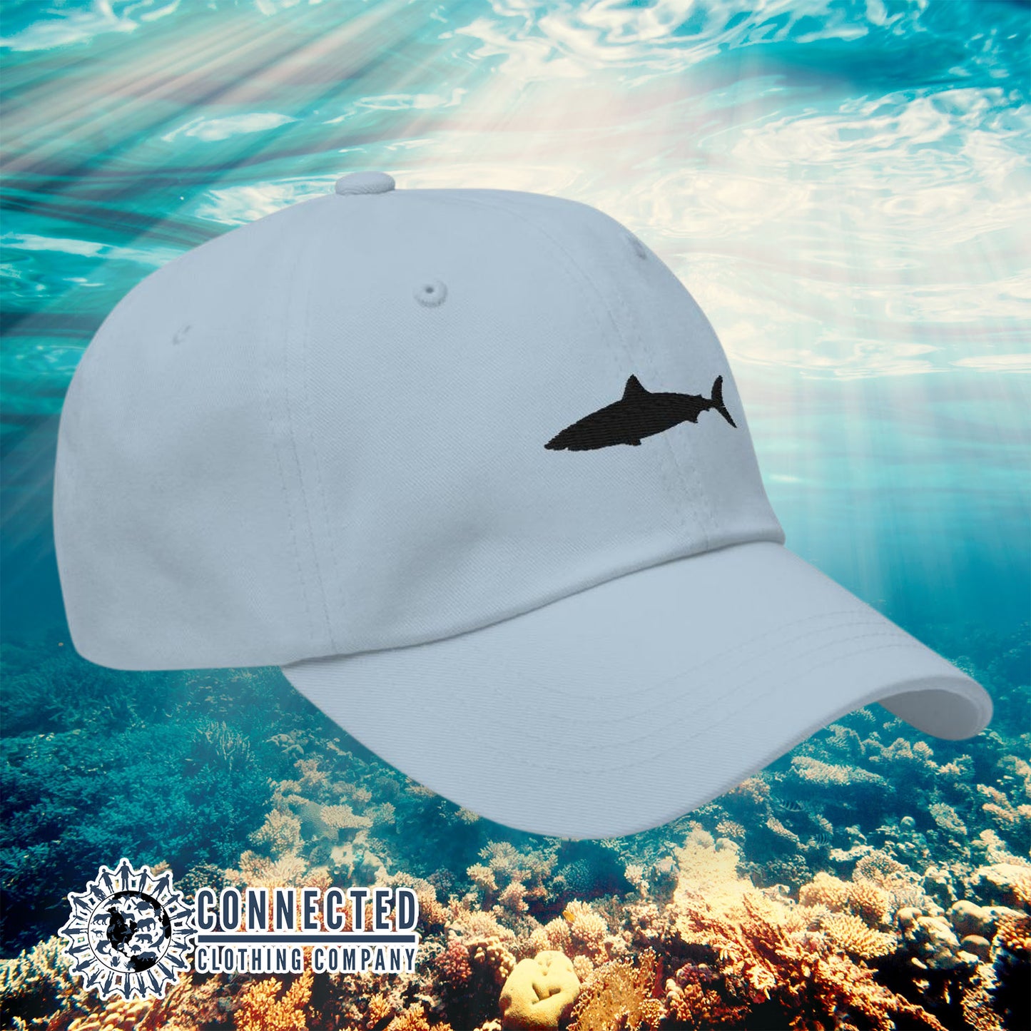 Blue Shark Cotton Cap - Connected Clothing Company - Ethical & Sustainable Clothing That Gives Back - 10% donated to Oceana shark conservation