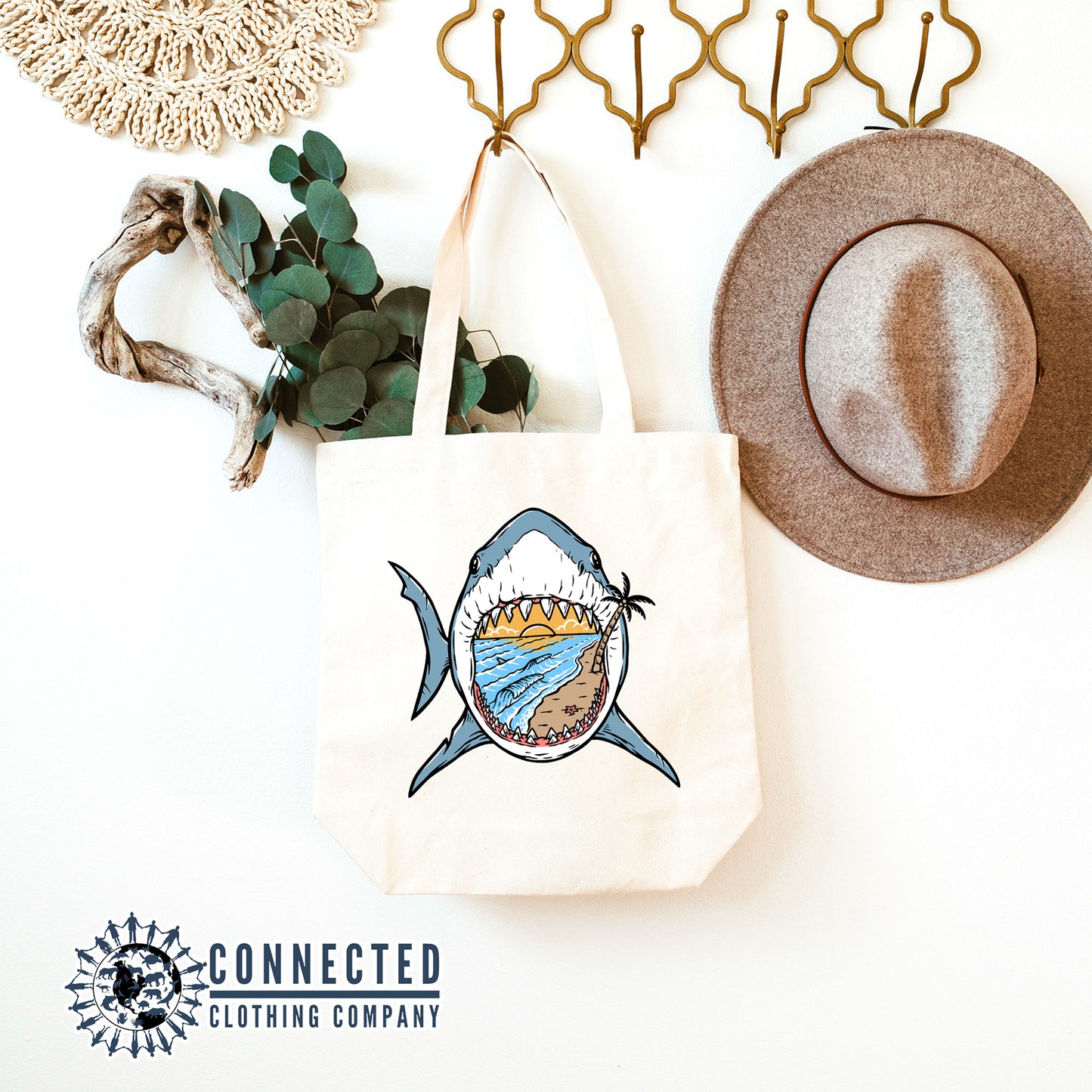 Shark Jaws Beach Tote Bag - Connected Clothing Company - 10% of proceeds donated to shark conservation