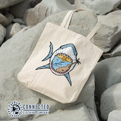 Shark Jaws Beach Tote Bag - Connected Clothing Company - 10% of proceeds donated to shark conservation