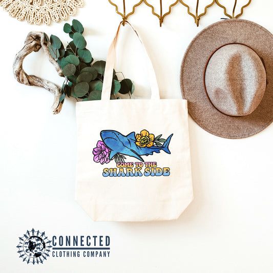 Come To The Shark Side Tote Bag - Connected Clothing Company - 10% of proceeds donated to ocean conservation
