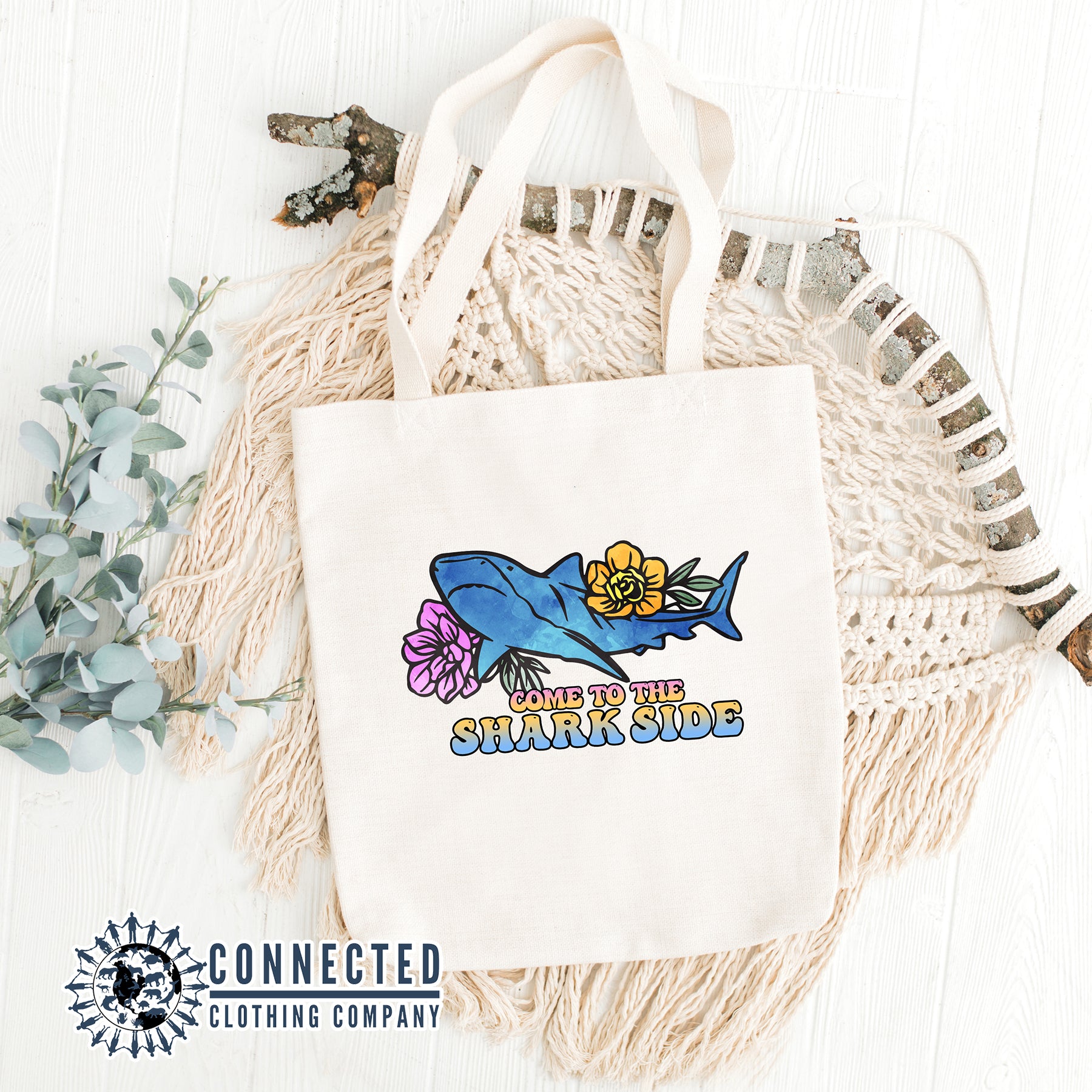 Come To The Shark Side Tote Bag - Connected Clothing Company - 10% of proceeds donated to ocean conservation