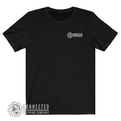 Front of Black Show Humanity Short-Sleeve Tee shows Connected Clothing Company Logo - Connected Clothing Company - Ethically and Sustainably Made - 10% donated to animal rescue