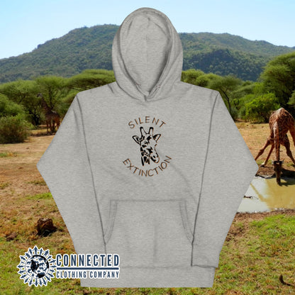Carbon Grey Giraffe Silent Extinction Unisex Hoodie - Connected Clothing Company - 10% of profits donated to the Giraffe Conservation Foundation