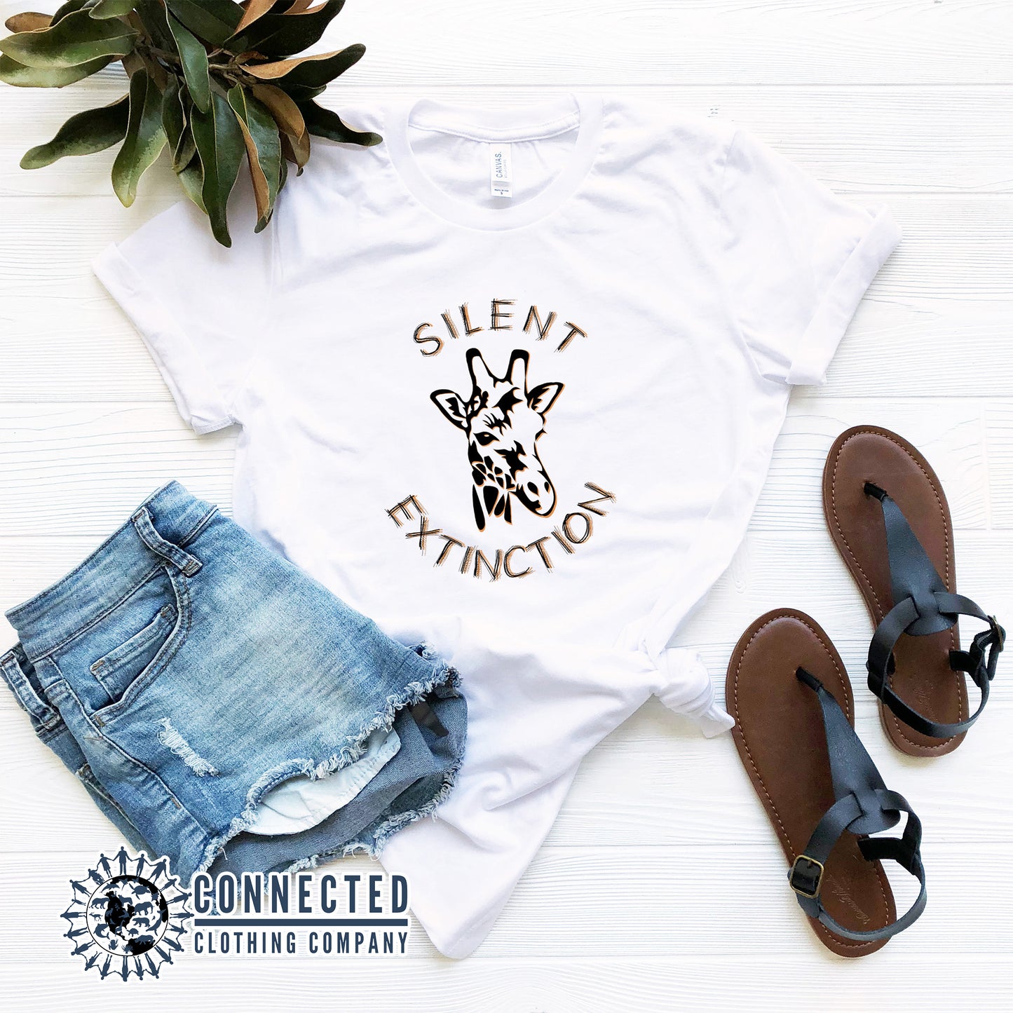 White Giraffe Silent Extinction Short-Sleeve T-Shirt - Connected Clothing Company - 10% of profits donated to the Giraffe Conservation Foundation