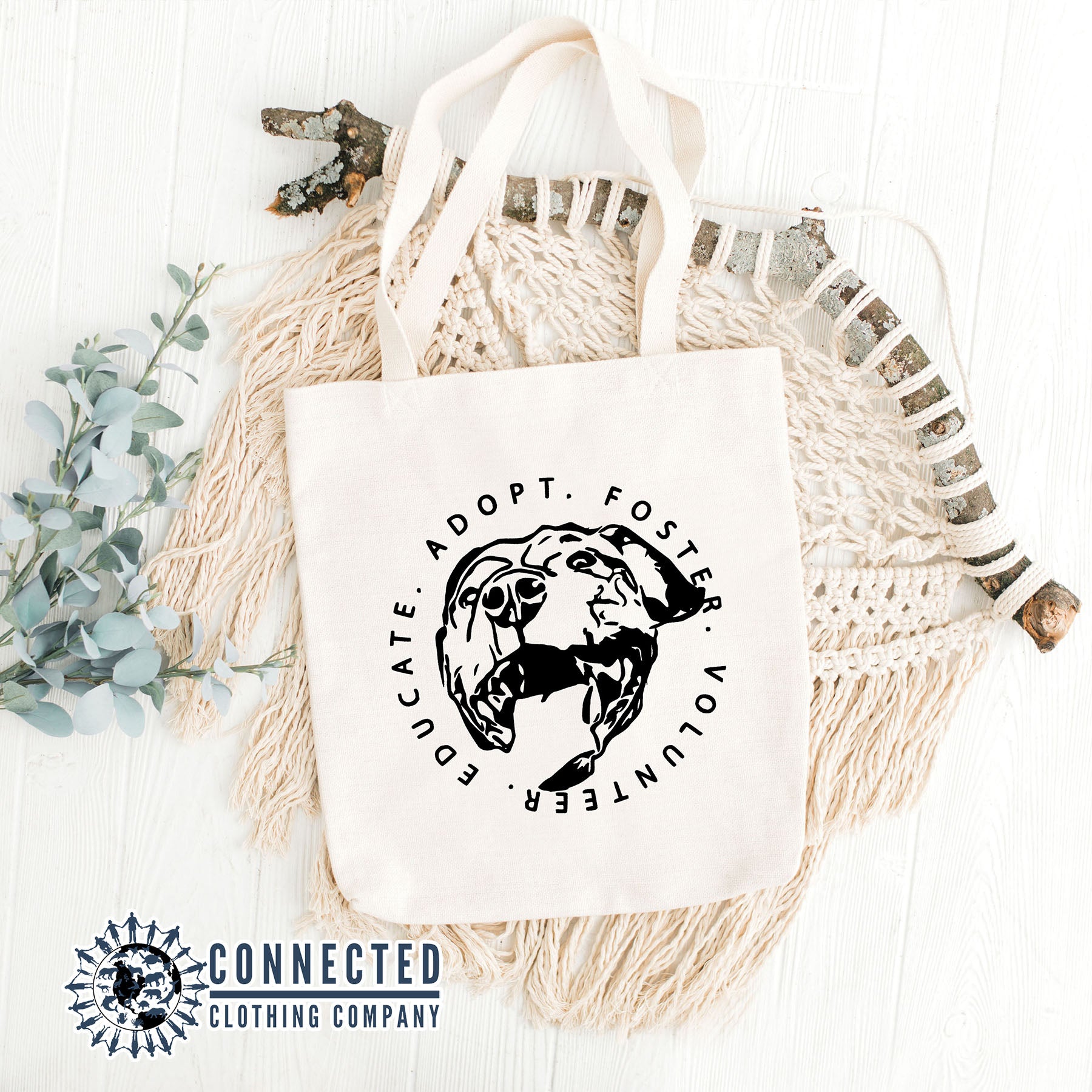 Adopt Educate Foster Volunteer Tote Bag - Connected Clothing Company - 10% of proceeds donated to animal rescue