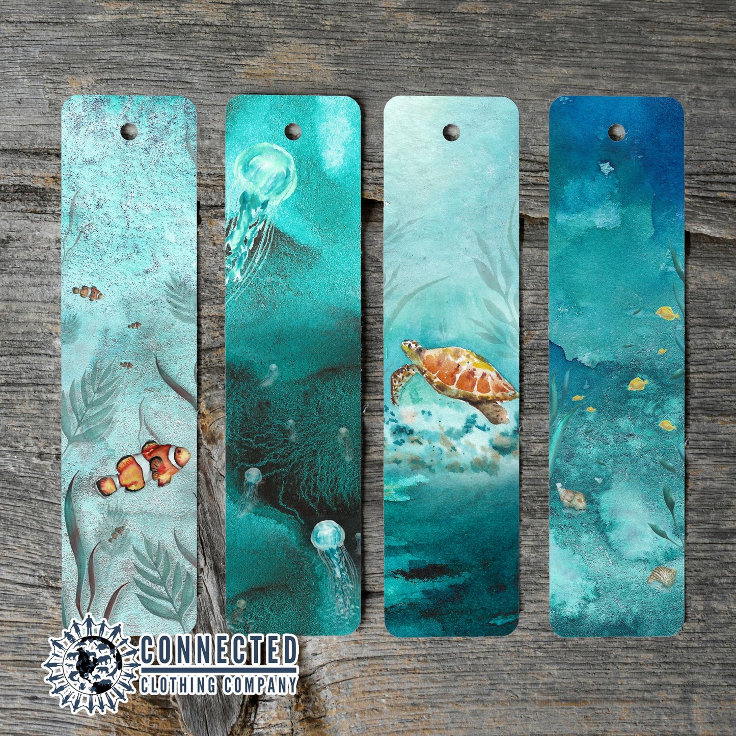 Ocean Watercolor Bookmark Set - Connected Clothing Company - 10% of proceeds donated to ocean conservation