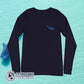 Navy Blue Embroidered Whale Shark Long-Sleeve Shirt - Connected Clothing Company - Ethically and Sustainably Made - 10% of profits donated to shark conservation and ocean conservation