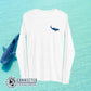 White Embroidered Whale Shark Long-Sleeve Shirt - Connected Clothing Company - Ethically and Sustainably Made - 10% of profits donated to shark conservation and ocean conservation
