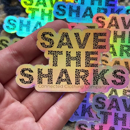 Holographic Save The Sharks Sticker