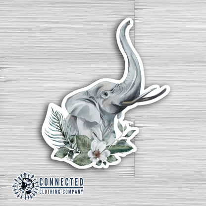 Elephant Floral Sticker - Connected Clothing Company - 10% of proceeds donated to elephant conservation