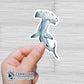 Hand Holding Hammerhead Shark Watercolor Sticker - Connected Clothing Company - Ethical and Sustainable Apparel - portion of profits donated to shark conservation