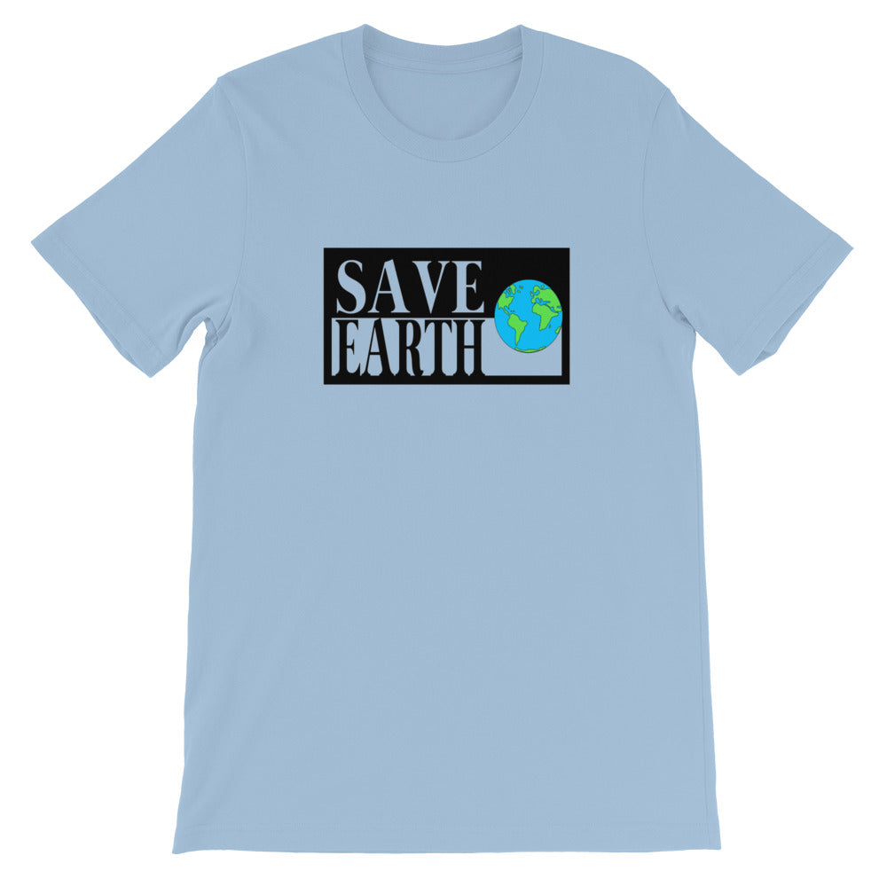 Light Blue Save Earth Short-Sleeve T-shirt - Connected Clothing Company - Ethically and Sustainably Made - 50% donated to WIRES Wildlife Rescue