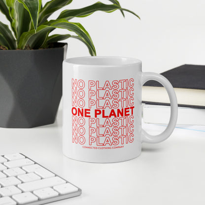 No Plastic One Planet Classic Mug - Connected Clothing Company - Ethical and Sustainable Apparel - 10% of proceeds donated to ocean conservation